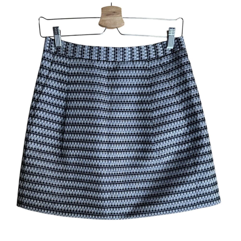 BCBG Maxazria Size 4 Monica High Waisted Mini Skirt Silver Metallic Wool Blend